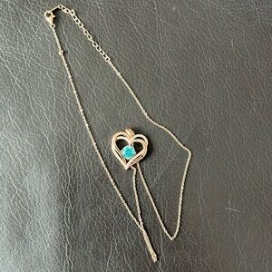 Forever Love Heart Necklace with Blue Stone